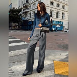 Princess Polly Archer Tailored Pants, Pinstripe Grey, US 8, Petite